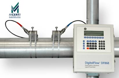 Panametrics DF868 liquid flow meter on pipe
