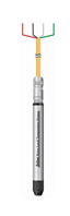 Three Solinst 301 water level temperature sensors with communication cables attached One sensor with nose cone removed 